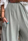 Lina Linen Blend Barrel Pant Washed Khaki